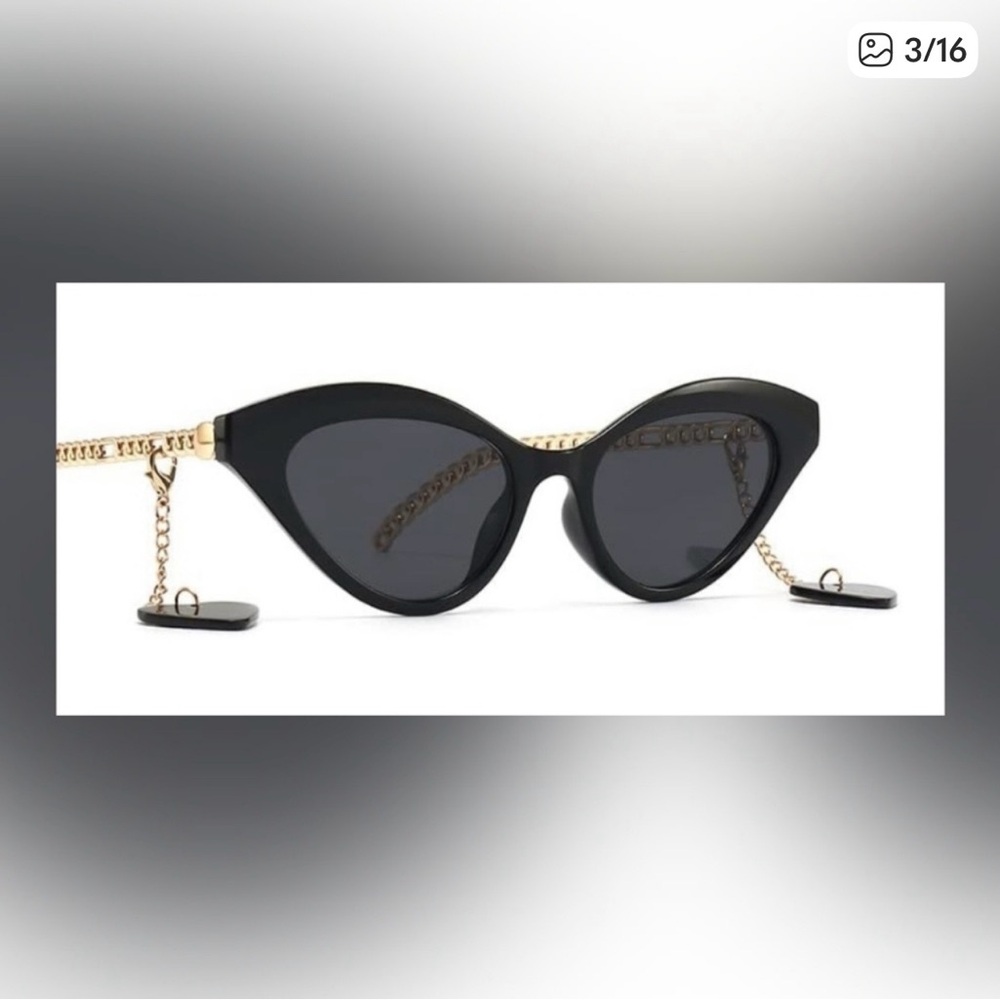 Chic Black Sunglasses with Gold Accents - Picture 3 of 9